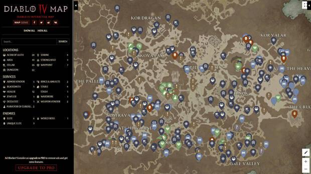 Diablo 4 - Mapa completo e interactivo