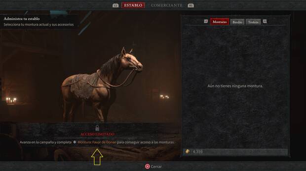 Diablo 4 - Requisito para desbloquear los caballos