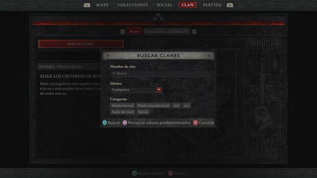 Diablo 4 - Buscar criterio de clan