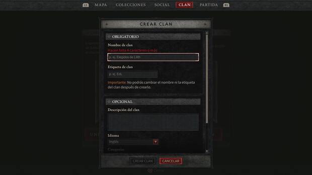 Diablo 4 - Parámetros para crear tu clan