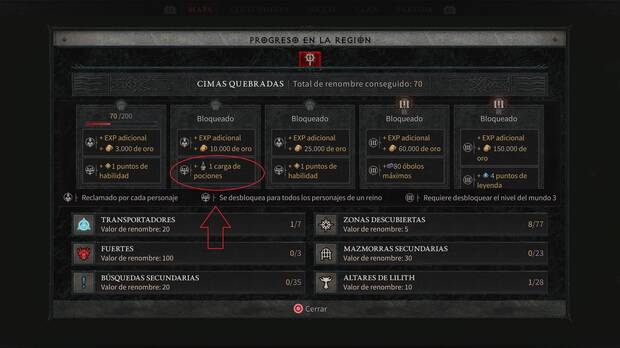 Diablo 4 - Reclamar 1 carga más de pociones de curación