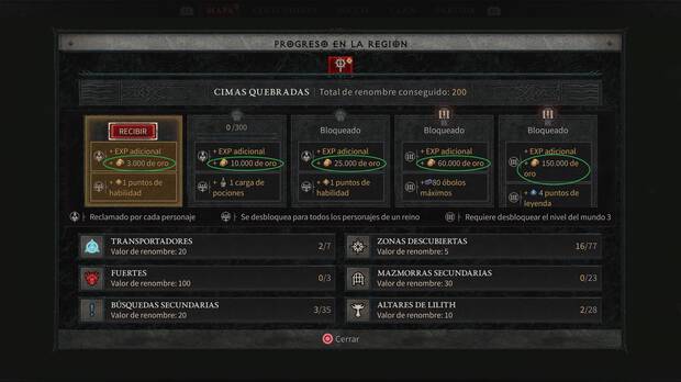 Diablo 4 - Sube tu renombre para ganar oro