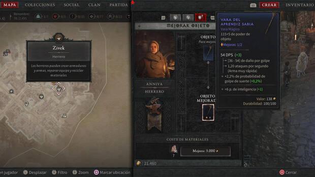 Diablo 4 - Mejorar armas y armaduras en el herrero