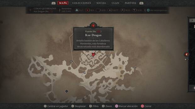 Diablo 4 - Ícono de los fuertes en el mapa