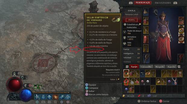 Diablo 4 - Cómo engazar y equipar gemas en huecos