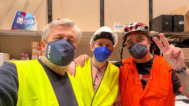 Preparando la presencia de U-tad en la feria Aula. De izquierda a derecha: José Luis Sanz, Juan Carlos Sanz y Pepo del Carpio.