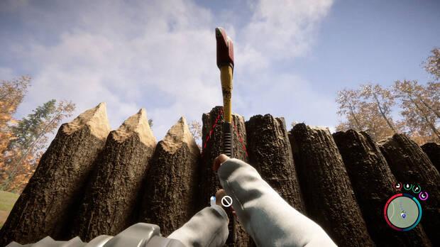 Sons of the Forest - Tallar la forma del muro defensivo con el hacha