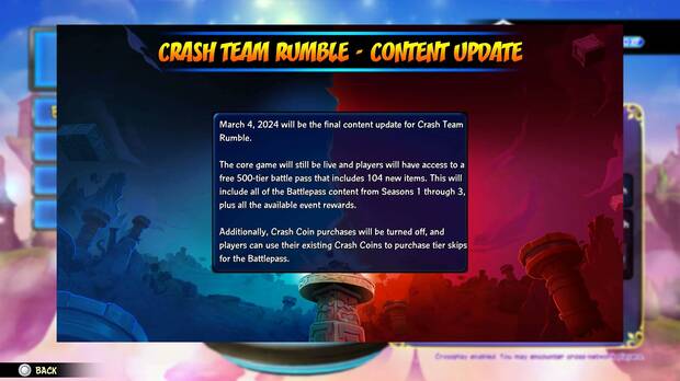 Crash Team Rumble fin de contenido postlanzamiento ltima temporada