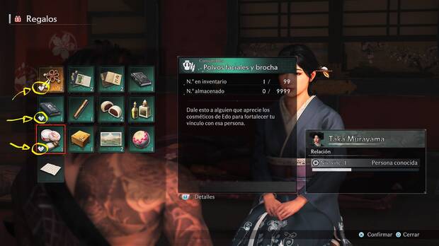 Rise of the Ronin - Cómo identificar regalos favoritos de cada personaje