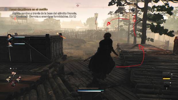Rise of the Ronin - Misión Humo de pólvora en el castillo: Atajo entre árboles