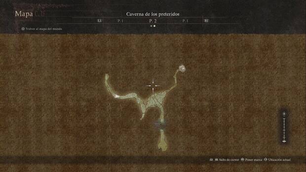 Dragon's Dogma 2 - Mazmorras: Caverna de los preteridos, mapa de la segunda planta de la Caverna de los Preteridos