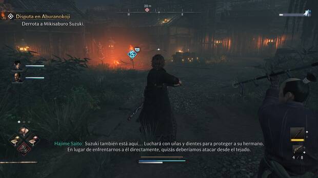 Rise of the Ronin - Misión Disputa en Aburanokoji: patio con Mikisaburo Suzuki