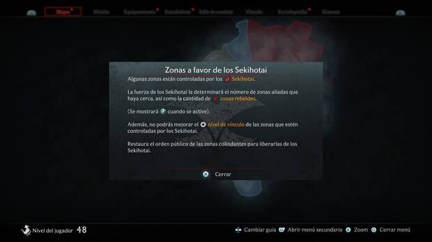 Rise of the Ronin - Misión Antes del amanecer: Zonas controladas por los Sekihotai