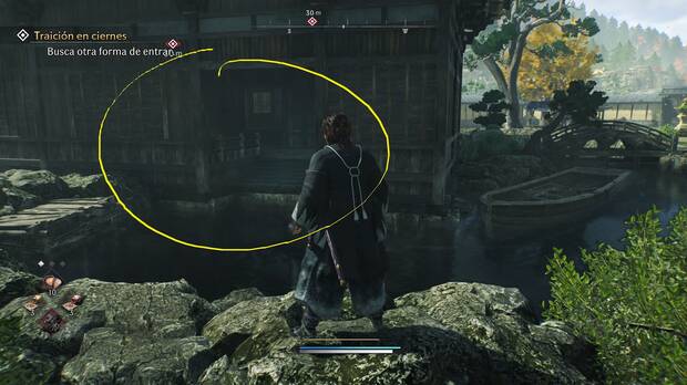 Rise of the Ronin - Misión Traición en ciernes: lugar para entrar en la casa y espiar la conversación