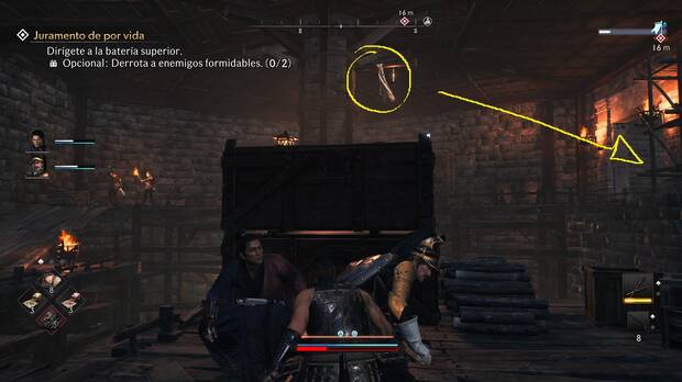 Rise of the Ronin - Misión Juramento de por vida: poste para la cuerda en la bodega