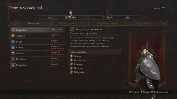 Dragon's Dogma 2 - Menú de selección de vocación