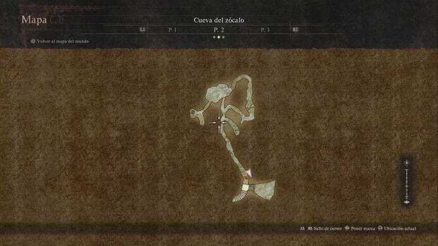 Dragon's Dogma 2 - Mazmorras: Cueva del zócalo, mapa del P2