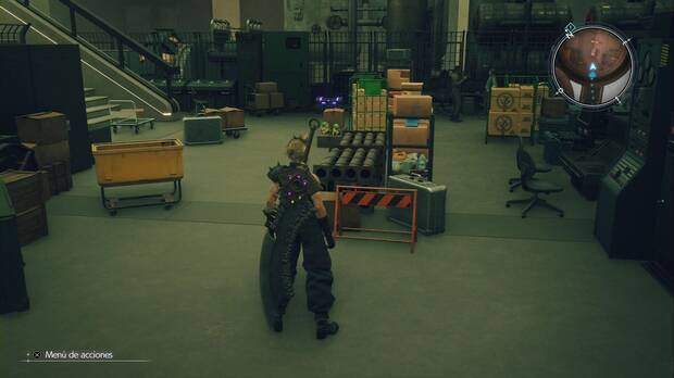 Final Fantasy VII Rebirth - Armas de Yuffie: ubicación del cofre con la Cruz de cristal en el pasillo de servicio del Gold Saucer