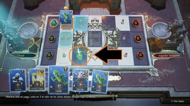 Final Fantasy VII Rebirth - Mejores cartas de Sangre de la reina en Final Fantasy VII Rebirth: imagen de ejemplo de cómo funciona el Cactilio