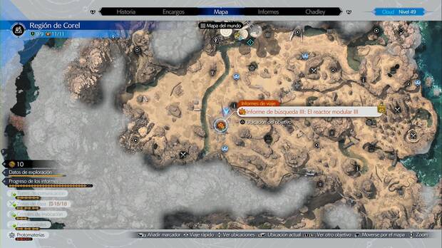 Final Fantasy VII Rebirth - Informes de investigación en Corel: ubicación del reactor modular III