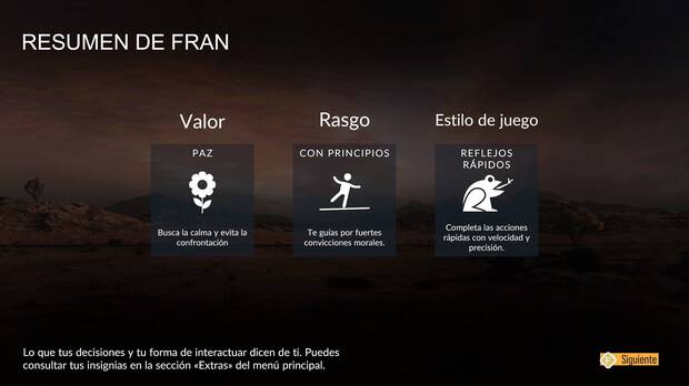 Al terminar un capítulo clasifica tu estilo de juego y lo puedes comparar con el de otros jugadores.