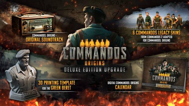 Commandos: Origins en físico para PS5 y Xbox Series incluye skins con la apariencia de Commandos 2: Men of Courage, un calendario digital con 12 ilustraciones, banda sonora de 15 pistas sinfónicas y una plantilla para imprimir en 3D al boina verde.