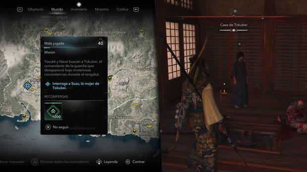 Assassin's Creed Shadows - Misiones El Noble - Localización de Suzu, la mujer de Tokubei en Mala jugada