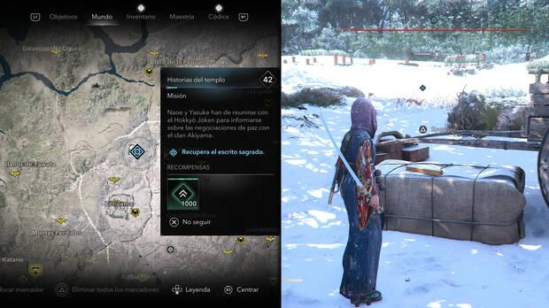 Assassin's Creed Shadows - Misiones El Sabio - Localización del escrito sagrado en Historias del templo
