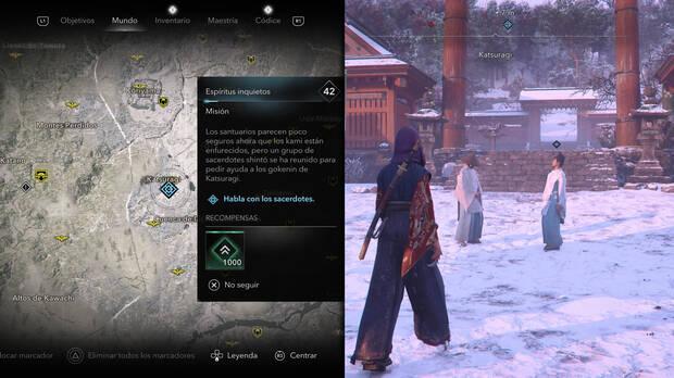Assassin's Creed Shadows - Misiones El Sabio - Localización de los sacerdotes en Espíritus inquietos