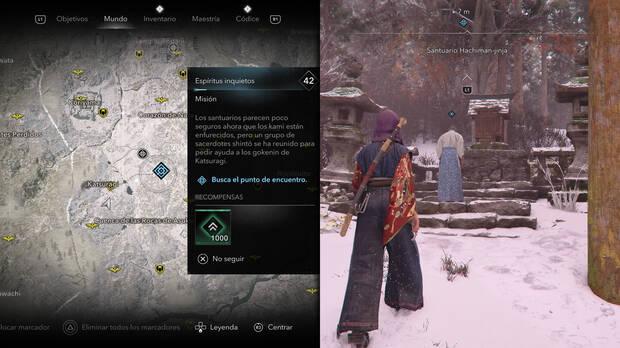 Assassin's Creed Shadows - Misiones El Sabio - Localización del punto de encuentro en Espíritus inquietos