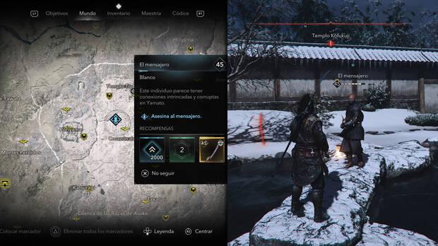 Assassin's Creed Shadows - Localización del objetivo El mensajero de la organización Kurai Eikyou
