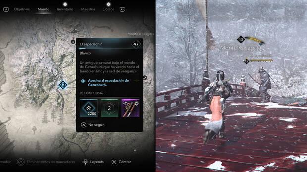 Assassin's Creed Shadows - Localización del objetivo El espadachín de la organización Soldados de Genzaburo
