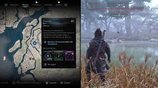 Assassin's Creed Shadows - Localización del objetivo Ponzoñas de la organización Soldados de Genzaburo