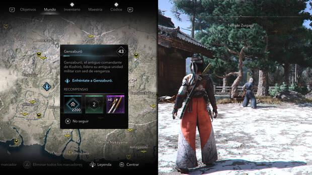 Assassin's Creed Shadows - Localización del objetivo Genzaburo de la organización Soldados de Genzaburo