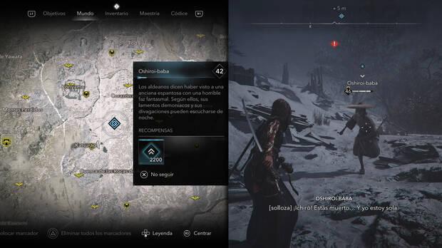 Assassin's Creed Shadows - Localización del objetivo Oshiroi-baba de la organización El yokai