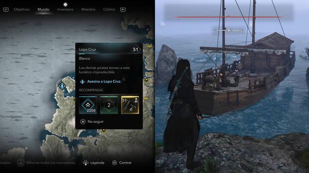 Assassin's Creed Shadows - Localización del objetivo Lopo Cruz de la organización La alianza pirata