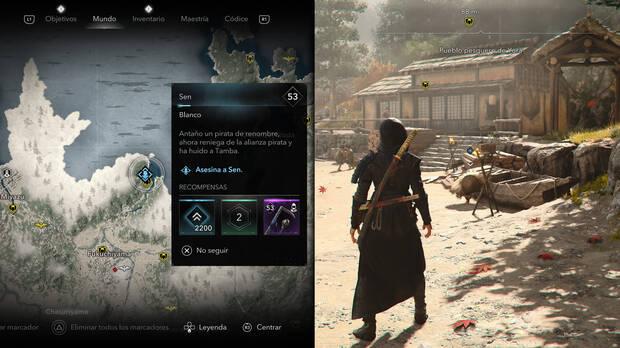 Assassin's Creed Shadows - Localización del objetivo Sen de la organización La alianza pirata