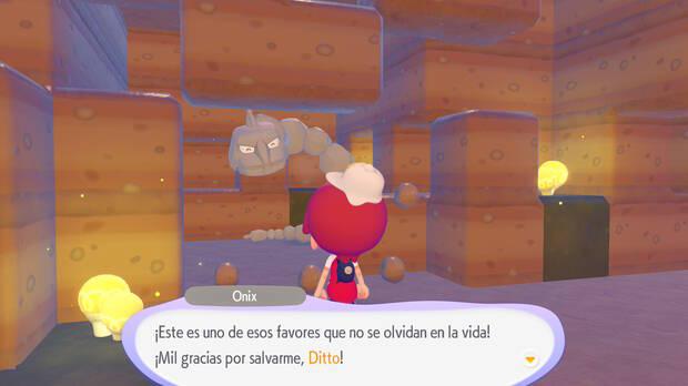 Pok�mon Pokopia - Liberar a Onix en la cueva durante la misi�n Un bostezo y tromba cae
