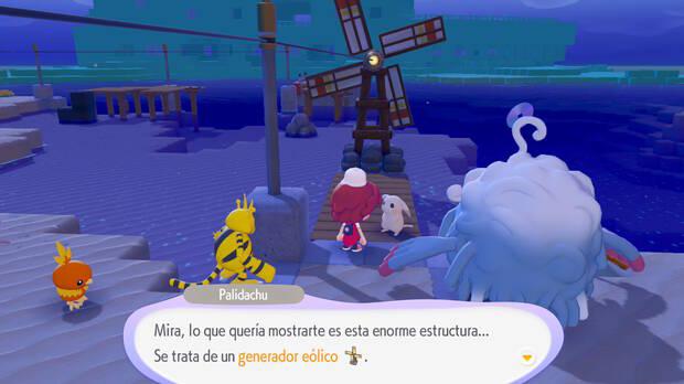 Pok�mon Pokopia - Misi�n Por un espacio m�s luminoso: Conectar postes al generador e�lico
