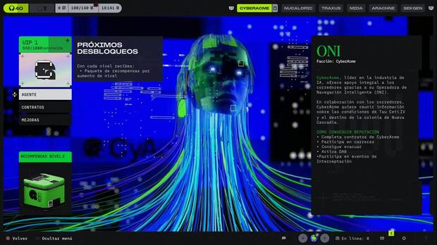Marathon - Rango VIP, pantalla de Agente de CyberAcme con el nivel VIP resaltado