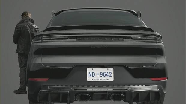 Resident Evil Requiem - Easter eggs, imagen del modelo del coche de Leon desde el visor de modelos 3D, centrado en la matr�cula