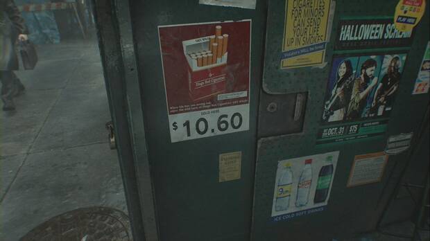 Resident Evil Requiem - Easter eggs, cartel de publicidad de tabaco en uno de los paneles de personas desaparecidas en la calle de Wrenwood