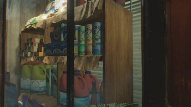 Resident Evil Requiem - Easter eggs, tubos con aspecto de latas de pringles con la imagen de un mapache como mascota