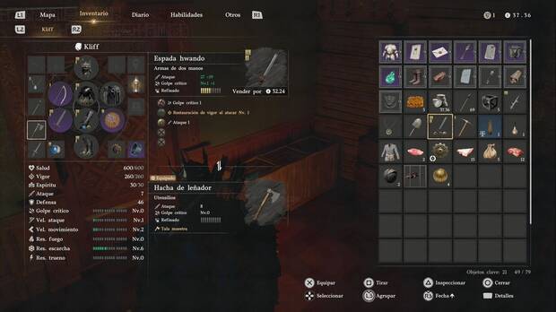 Crimson Desert - C�mo conseguir la Espada hwando, Espada hwando en el inventario