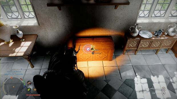 C�mo robar en Crimson Desert - imagen del personaje de Crimson Desert intentando robar algo, pero con la opci�n oscurecida