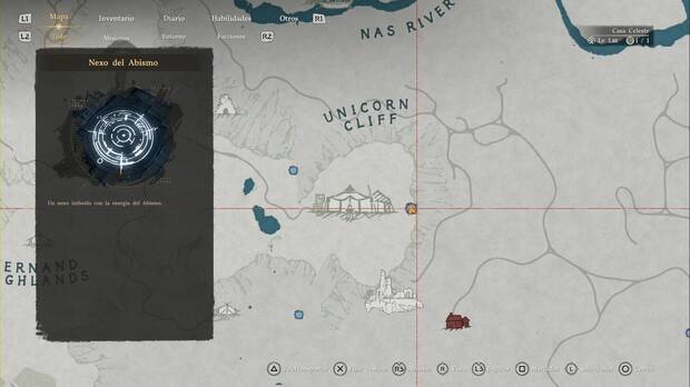 Crimson Desert - Nexos del Abismo, ubicaci�n del punto de viaje r�pido Acantilado del Unicornio