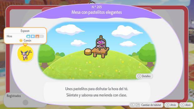 Pok�mon Pokopia - C�mo el h�bitat Mesa con pastelitos elegantes para registrar a Espeon