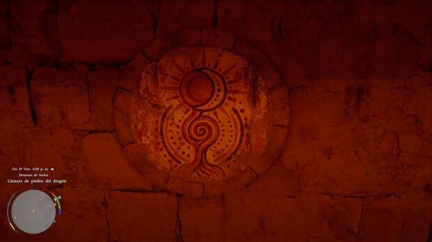 Crimson Desert - Puzles, Ruinas de la C�mara de piedra del drag�n, soluci�n del disco de la izquierda
