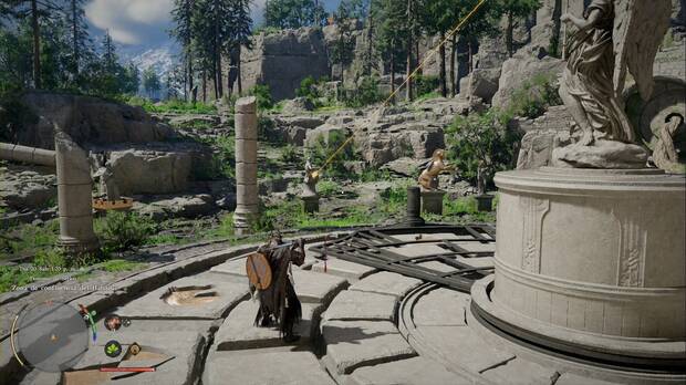 Crimson Desert - Puzles, estatua impactada por el l�ser del centro del dial