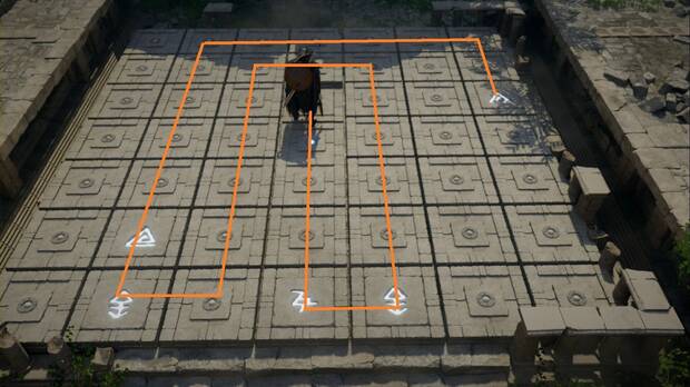 Crimson Desert - Ruinas ancestrales, Ruinas del Precipicio de los Ecos, baldosas iluminadas y ruta a seguir para completar la segunda parte del puzle